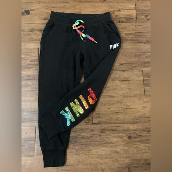 PINK VS RAINBOW OMBRÉ HOODIE / JOGGER OUTFIT SET M - Picture 14 of 16